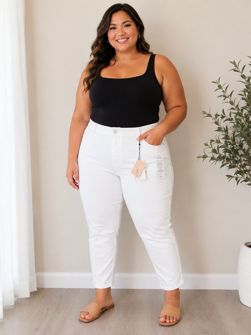 Melissa McCarthy Seven7 White Ankle Crop Stretch Jeans